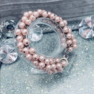 Pink Faux Pearl Cluster Bracelet